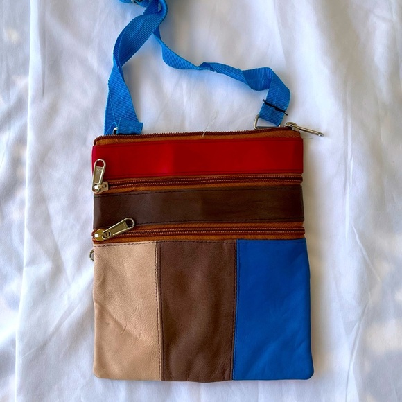 Stylish Leather Patchwork Crossbody Sling Bag - Picture 1 of 12